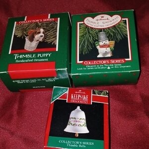 Hallmark Thimble Ornament Collection - Green and Red